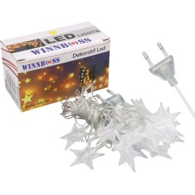 Resim Aesco Mey Ithalat® Günışığı Beyaz Yıldız Işık Zinciri 5 Metre Enerji Tasarruflu Dekor 