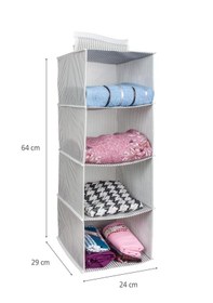 Resim 4 Bölmeli Askılı Dolap Düzenleyici Organizer Gri Beyaz - Gri 