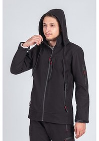 Resim Vatan Tekstil Suya Dayanıklı Slim Fit Softshell Kapüşonlu Erkek Mont Siyah 