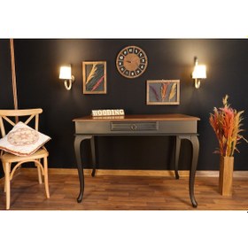 Resim Wooding-Mobilya Wooding 100 Cm Çekmeceli Masif Siyah Ceviz Çalışma Masası 