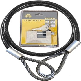 Resim Lidersan Çelik Motorsiklet 1,3 Metre 16 mm Kesilmez Çelik Halat Motorsiklet Bağlama Halatı Motorsiklet Zincir Kilit 