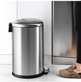 Resim Ansan Ans E90-30 Bombe Kapaklı Çelik Çöp Kovası 30 L 31,3 X 41 X 56 Cm Gri 