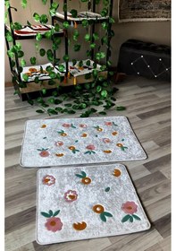 Resim Dijital Baskı Kaymaz Taban Yıkanabilir 2'li Punch Banyo Paspas Takımı Pcp002 Renkli 