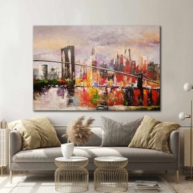Resim SML Tablo Soyut Şehir Manzarası Köprü Doğa Abstract Kanvas Tablo 