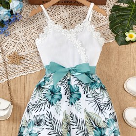 Resim Şık Çiçek Desenli V Yaka ve Bağcıklı Bel - Hafif Polyester, Yaz Gezileri, Günlük Moda için Mükemmel | V Yaka Tulum | Açık Hava için Polyester Kumaş 