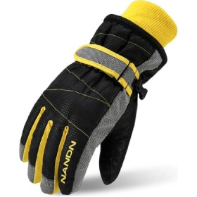 Resim Çocuk Kayak Eldivenleri Kış Soğuk Hava Rüzgar Geçirmez Sıcak Snowboard Spor Eldivenleri Erkek Kız B Siyah 