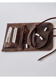 Resim Küçük Tütün Kesesi Cüzdan Tütünlük Hakiki Deri 