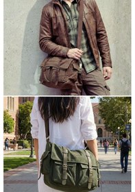 Resim Dark Cotton 7238 Suya Dayanıklı Kanvas Postacı Çantası - 15.6 İnç Laptop Bölmeli Vintage Omuz Çantası Krem 