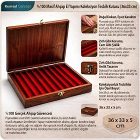 Resim Kişiye Özel İsimli Masif Ahşap Tesbih Kutusu Lüks Kadife İçli 10 Bölmeli El Yapımı Premium Koleksiyon Saklama Kutusu Çok Renkli 