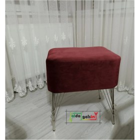 Resim AldaGelsin Ultra Lüks Metal Ayak Alda Parrot Puf Gümüş 