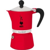 Resim - Rainbow: 3 Cups Ocak Üstü Espresso Pişirici - 130ML - Kırmızı Renk - Alüminyum Gövde - Patentli Güvenlik Valfi - Tüm Ocak Türleri Için Uygundur (Indüksiyon Hariç) 