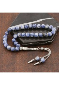 Resim Doğaltaş Metal Püsküllü Sodalit Taşı Tesbih 