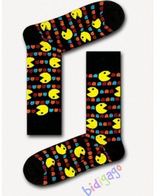 Resim Pacman Desenli Unisex Kolej Çorap Çok Renkli 