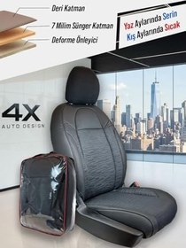 Resim Peugeot 308 Hatchback 2013-17 ile Uyumlu Lüx Deri Süet Oto Koltuk Kılıfı Ön Arka Takım Premium Serisi SİYAH 