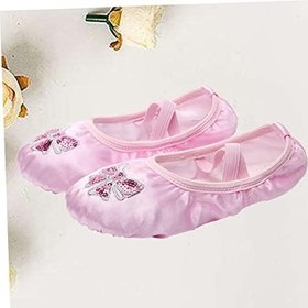 Resim GALPADA dans Ayakkabıları Erkek Ve Kız Çocukları Bale Ayakkabıları Kızlar İçin Saten Yoga Ayakkabıları Payetler Nakış Yumuşak Taban Beden 32 