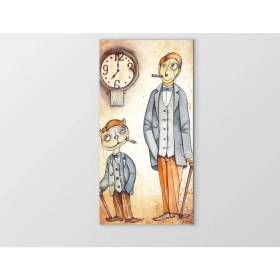 Resim Deniz Çerçeve Kedi ve Adam Tablosu-Çerçevesiz - 45 x 30 cm 