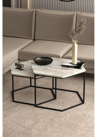 Resim Orta Sehpa Altıgen İkili Lüx Efes Çok Renkli 