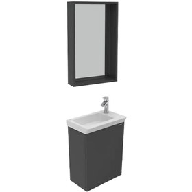 Resim Creavit Mio Antrasit Mat 45 cm Banyo Dolabı ve 45 cm Üst Aynası MI0045.00.AA + MI1045.00.AA 