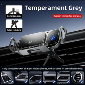Resim Vkemall Büyük Ekranlı Araç Telefonu Tutucu Kablosuz Hızlı Şarj Tutucu Huawei Ve Samsung Katlanır Ekranlarla Uyumludur Grey Gri 
