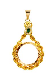 Resim 14 Ayar Yeşil Taşlı Burgulu Yarım Altın Çerçevesi 