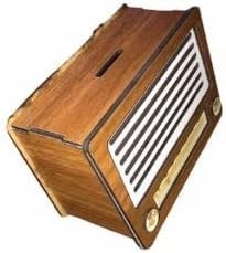 Resim Ahşap Radyo Kumbara Kahverengi Küçük Boy 