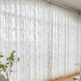 Resim 2 Adet Renkli Altın Dantel Jakarlı Nakışlı Perdeler, Hazır Kum Perdeleri, Oturma Odası, Balkon, Çalışma Odası, Yatak Odası, Ev Ofisi, Yemek Odası İçin Mükemmel, Çubukla Kolay Kurulum 