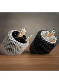 Resim Modern Eğik Tasarımlı Kalemlik-fibrika Store - Siyah Siyah 