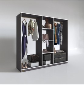 Resim Kenzlife giysi dolabı temel 180*200*40 gri gardırop 