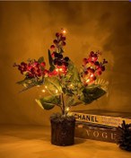 Resim Yapay Çiçek Yılbaşı Çiçeği Kırmızı Kokina Doğal Kütük Odun Saksıd (520140959) 