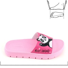 Resim Gezer Kız Çocuk Yazlık Best Friend Panda PU Rahat Taban Ev Banyo Havuz Plaj Terlik 