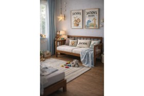 Resim Pinoxi Ahşap Rustik Sedir Kanepe 70CMX170 cm (Iç Ölçü) Mindersiz Doğal Masif Ahşap Ceviz Rengi 