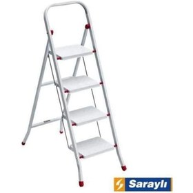 Resim Pratik Metal Merdiven Beyaz 4 Basamaklı 