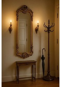 Resim Dekoratif Varaklı Boy Aynası Gold 