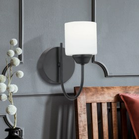 Resim Apliqa Esila Siyah Boyalı Duvar Lambası Yatak Odası-Yatak Başı-Banyo İçin Modern Aplik 