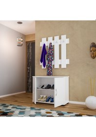 Resim Portmanto Ayakkabılık Vestiyer Askılıklı Ayakkabılık Dolabı Ard-116 Beyaz 