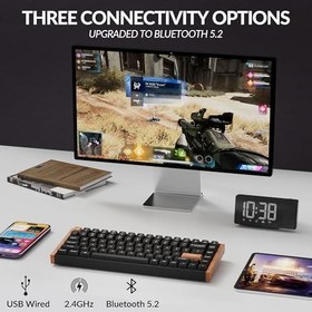 Resim Keychron K2 HE RGB Manyetik Switch 2.4 GHz Kablosuz İngilizce Ahşap Kenarlı Siyah Klavye 