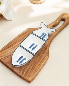 Resim Madame Coco Marine 3 Parça Sunum Tabağı Taba0000000118 Sunum Tabağı-mavi/beyaz 