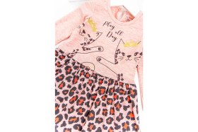 Resim Babymod Leopar Desenli Kedi Baskılı Kız Bebek Elbise 