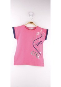 Resim Toontoy Kids Toontoy Kız Çocuk Just And Girl Baskılı Kol Detaylı Tişört Fuşya 