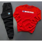 Resim NewCabin Yeni Sezon I'm Boss Baskılı Kırmızı Pamuklu Sıfır Yaka Sweat-pamuklu Kışlık Eşofman Altı 2'li Takım 
