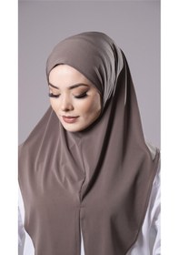 Resim Hürrem Bone Vizon Pratik Hazır Geçmeli Tesettür Eşarp Sandy Kumaş Yırtmaçlı Düz Hijab 2310 10 