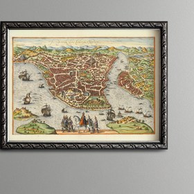 Resim epiqart İstanbul Haritası - Vintage Desenli Çerçeve 