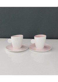 Resim Tantitoni Round Pembe Porselen 2 Li Fincan Seti 90 Ml Pembe 