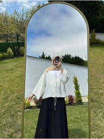 Resim SAMSA önü bağlamalı 2 bağcıklı kimono gömlek modern tesettür şık yeni sezon etek üstü kimono 