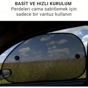 Resim Cekar Store Uv Korumalı 2 Adet Araç Yan Cam Güneşlik Sineklik 65X38CM Araç Yan Cam Güneşlik Araç Perdesi 