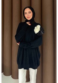 Resim Yake Store Broşlu Triko Tunik 70-2478 - Siyah 