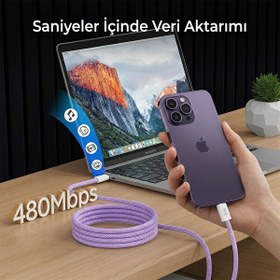 Resim Bix T4CC 65W Type-C to Type-C Örgülü Manyetik Tasarım Hızlı Şarj ve Data Kablosu 1 M Beyaz 