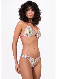 Resim Endeep Kadın Desenli Özel Lurex Kumaşlı Yarım Dolgulu Üçgen Bikini Takımı Kırmızı 