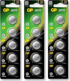 Resim GP CR2032 3V Lityum Kartela Düğme Pil 5 x 3'lü 