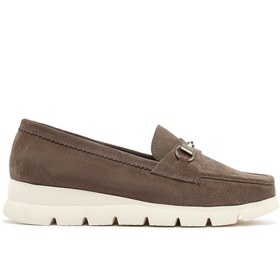 Resim Derimod Kadın Vizon Dolgu Topuklu Süet Ayakkabı,Deri Konfor Loafer 26PFD150210 